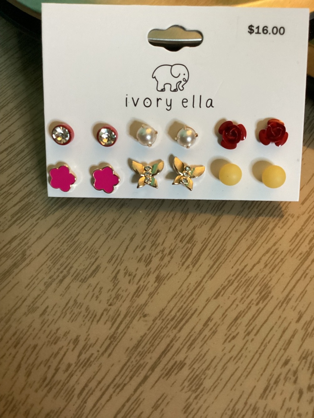 Ivory Ella Goldtone Earring Set New